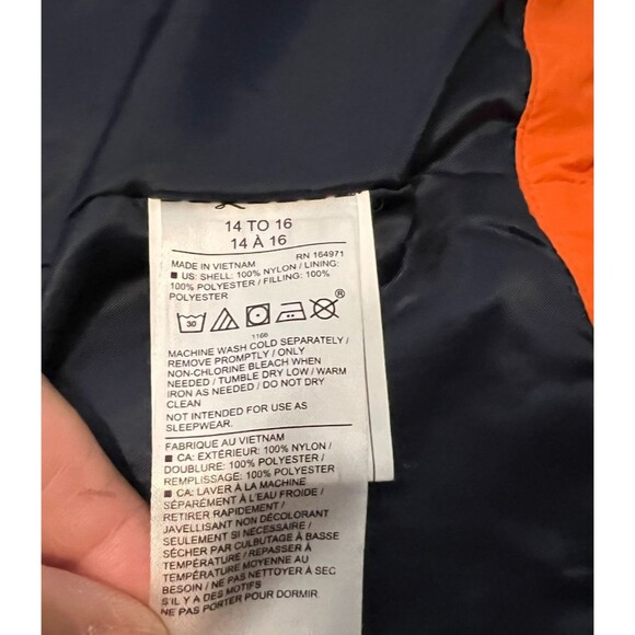 Janie & Jack Boys Puffer Vest  Size 14-16  Orange / Navy Colorblock  Fall Winter - Picture 5 of 7